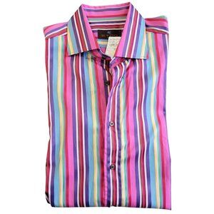 NWT ETRO Milano Rainbow Striped Button Up Men's Shirt Size 42